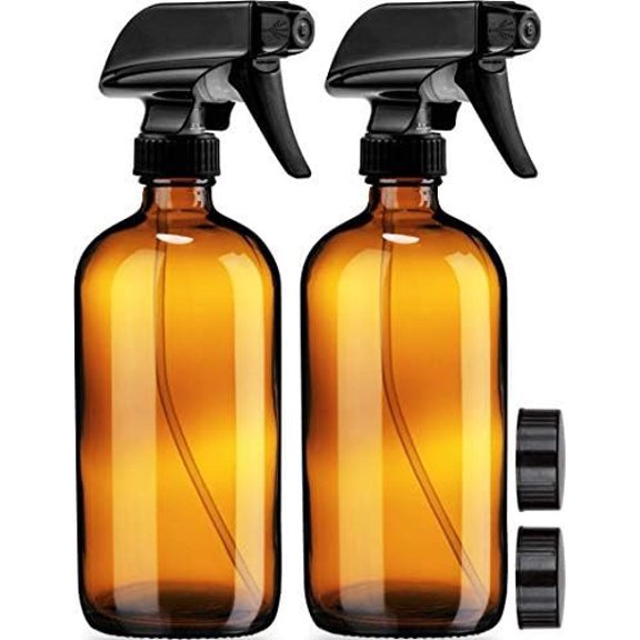 Empty  Glass  Bottles - 2 Pack - Large 16oz Refillable Bottle for is  for Essential Oils, , Cleaning Solutions, Hair - Durable Nozzle - Fine Mist/Stream Setting
