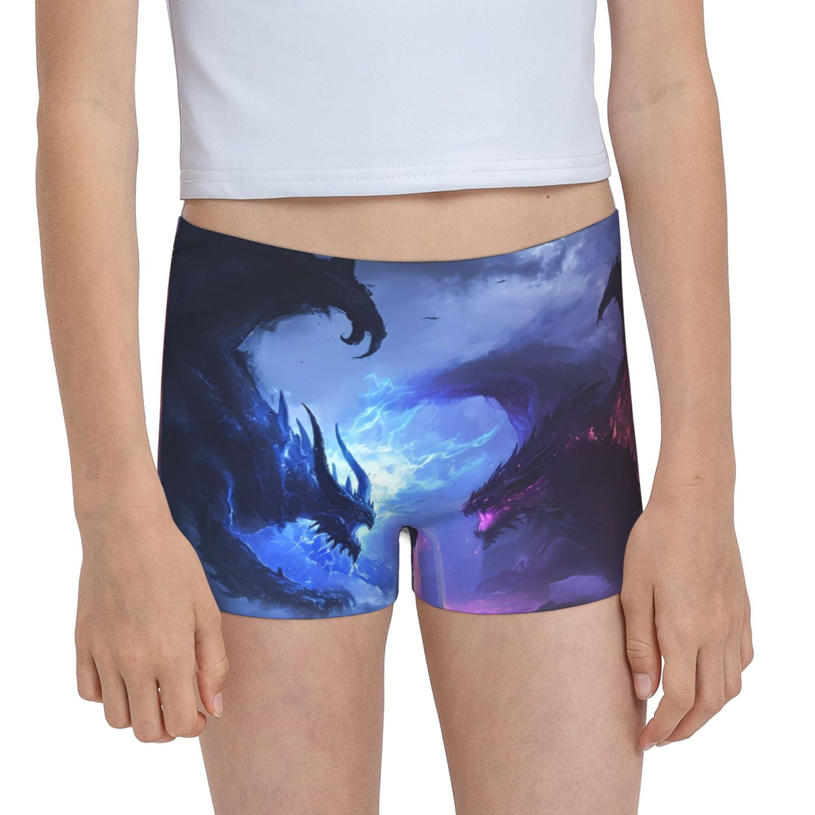 Easygdp Red And Blue Fire Dragon Girls Hipster Cotton Underwear Little Girls' Underwear Toddler