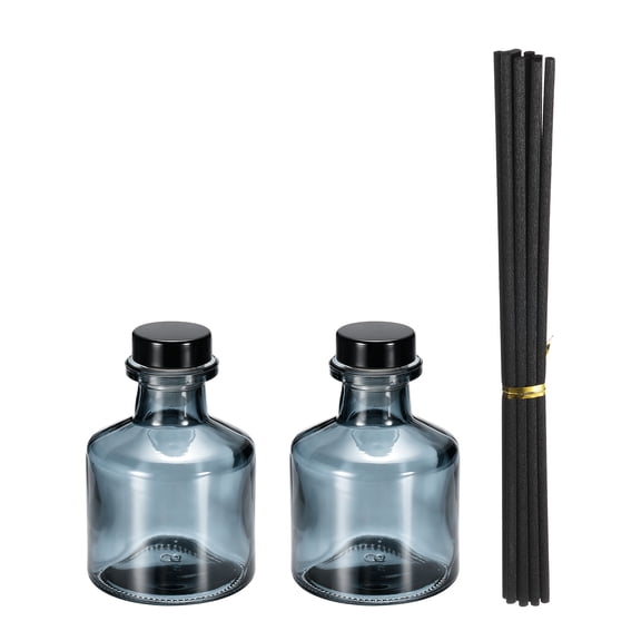 Empty Glass Diffuser Bottle Set 150ml/5oz Shiny Black Empty Perfume Container Aromatherapy Storage Container for Diffuser DIY Replacement Sets for Home Bar
