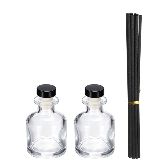 Empty Glass Diffuser Bottle Set 150ml/5oz Shiny Black Empty Perfume Container Aromatherapy Storage Container for Diffuser DIY Replacement Sets for Home Bar