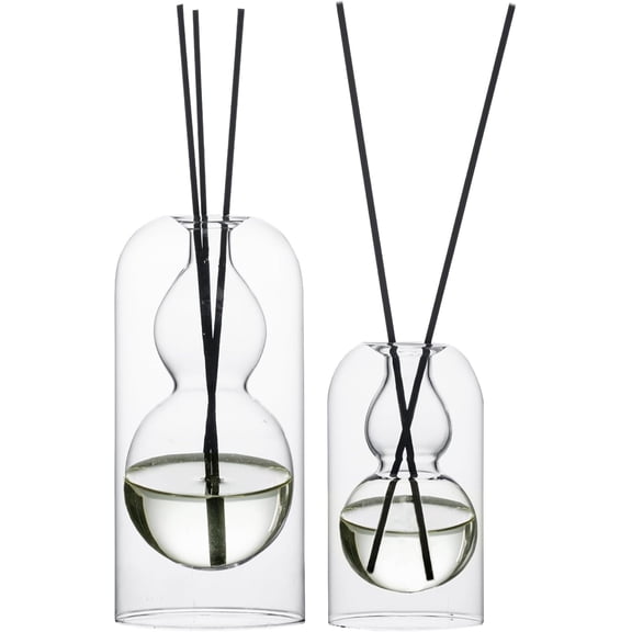 Empty Glass Fragrance Reed Diffuser Bottles,for Essential Oil, with 16pcs Black Reed Sticks,Minimalist Decor,2pcs/Set.