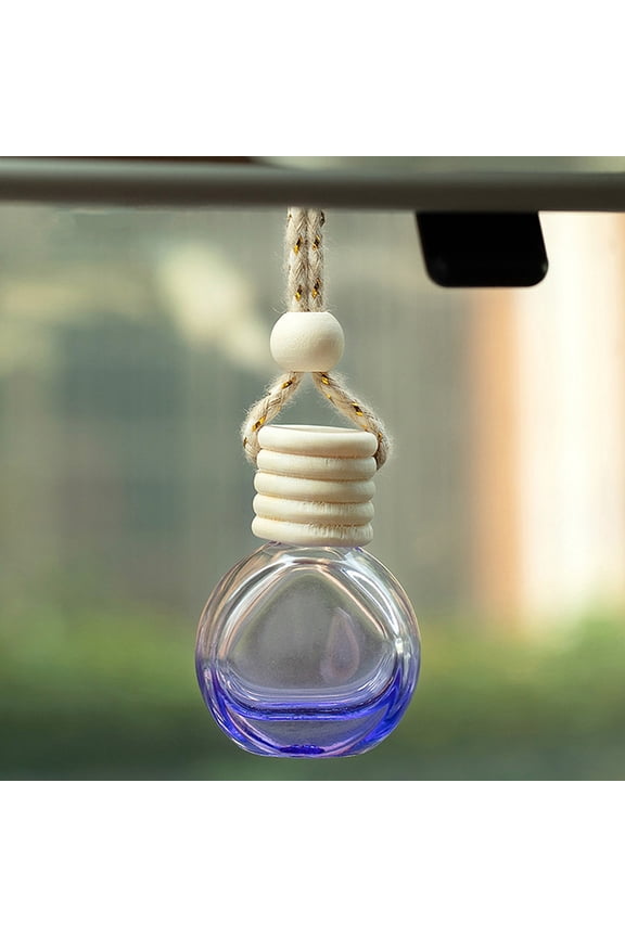 Empty Glass Perfume Bottle Pendants with Wood Cap Aromatherapy Fragrance Essential Oil Diffuser Bottle Car Hanging Decor Blue 5x3.5cm Capacity: 10ml