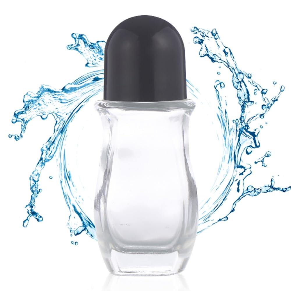 Empty Glass Roller Bottles with Plastic Roller Ball  Leak-Proof Massage Rollerball Containers for Essential Oils, Perfume, Cosmetics & Other Liquids