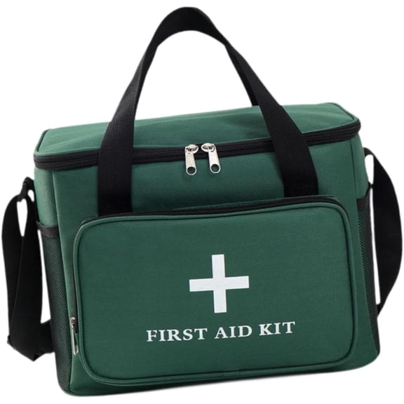 Empty Green First Aid Bag, Multipurpose Emergency Medical Bag with Adjustable Shoulder Strap.(Green)