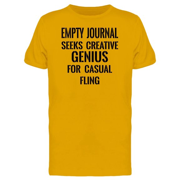 Empty Journal: Seeks Genius T-Shirt Men -Image by Shutterstock, Male 3X-Large
