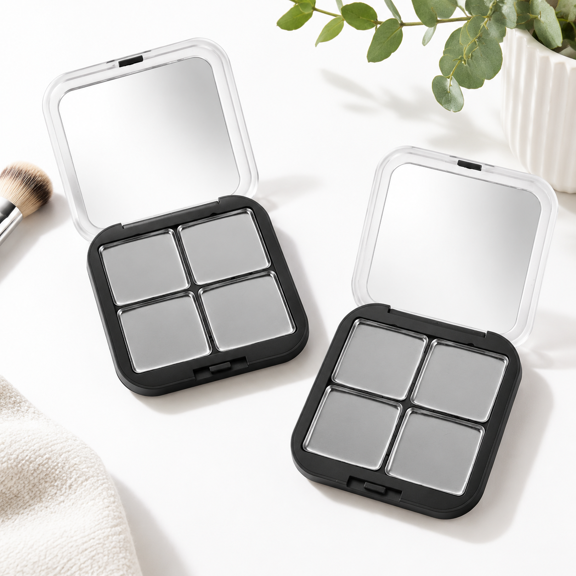 Empty Lipstick Paletteic Eyeshadow Makeup Foundation Blush Container With Mirror For Women Black
