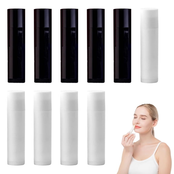 Empty Lipstick Sleeves, DIY Lip Balm Containers, Reusable Refillable Tubes with Caps for Homemade Cosmetics, Pack of 10
