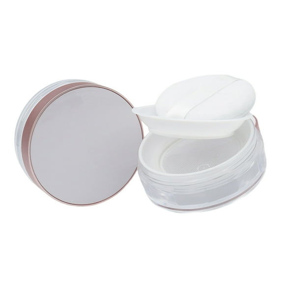 Empty Loose Powder Container with Puff Reusable Portable DIYS Makeup Empty Powder Case Plastic Travel Face Powder Jar