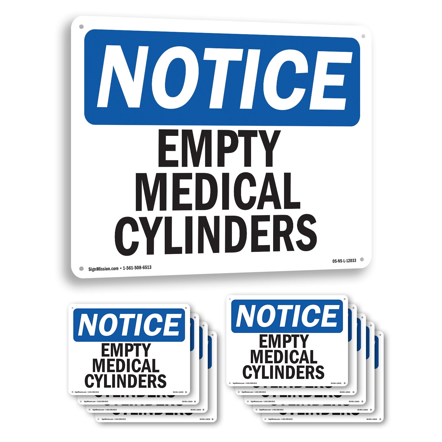 Empty Medical Cylinders OSHA Notice Rigid Plastic Sign 24 Inch x 18 ...
