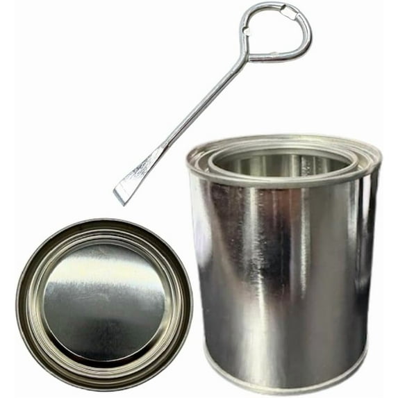 Empty Metal Cans with Lids – 16 oz/Pint Size, Unlined, Airtight Seal, Can Opener Included 4 Pack