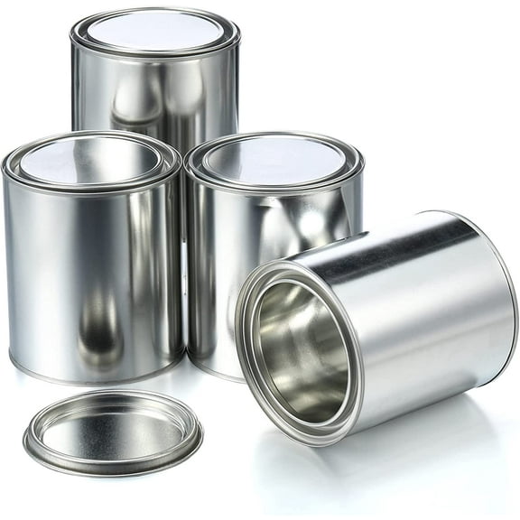 Empty Metal Paint Cans with Lids Paint Storage Containers Tiny Empty Unlined Pint Pails(4 Pack,1 Quart)