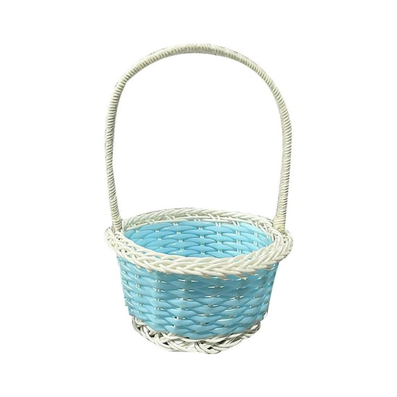 Empty Mini Easter Baskets for Kids, Rattan Picnic & Plastic Egg Hunt Baskets, Perfect for Crafts Decor, Easter Gifts & Party Favors, Blue