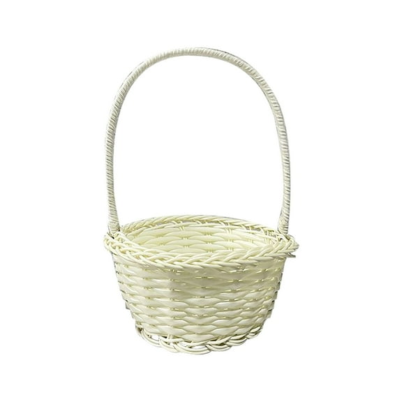 Empty Mini Easter Baskets for Kids, Rattan Picnic & Plastic Egg Hunt Baskets, Perfect for Crafts Decor, Easter Gifts & Party Favors, White