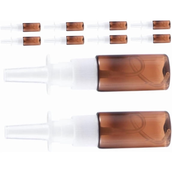 Empty Nasal Spray Bottle Amber Plastic Fine Mist Sprayers Refillable Container for Essential Oils Aromatherapy Perfume 10ml 10pcs
