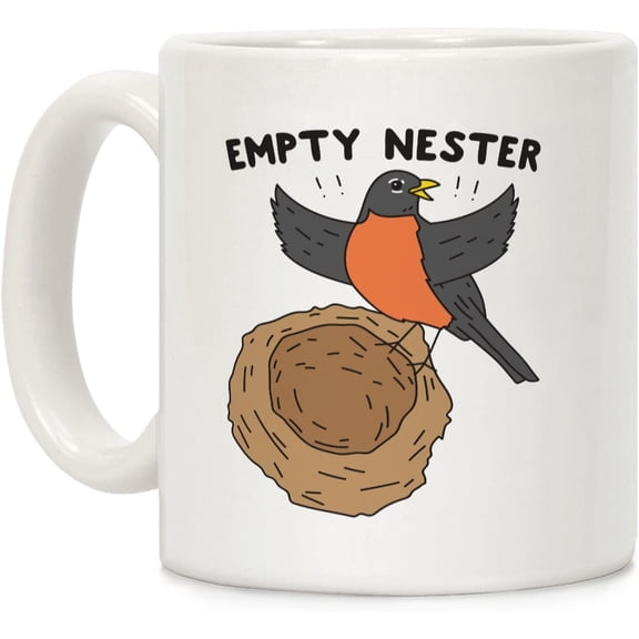 Empty Nester Happy Robin White 11 Ounce Ceramic Coffee Mug