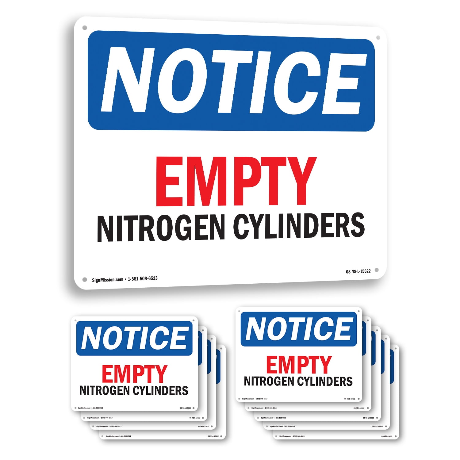 Empty Nitrogen Cylinders OSHA Notice Aluminum Sign 14 Inch x 10 Inch ...