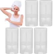 Empty Oval Deodorant Containers 5pcs Plastic Solid Lip Balm Containers 15ml Empty Refillable Lip Gloss Tubes Transparent