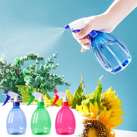 Empty Plastic Spray Bottles 500ML Multi-uses Spray Bottles Hand Pressure Adjustable Sprinkler for Hair, Gardening, Flower, Cleaning Solutions, 3 Assorted Colors, 500ML