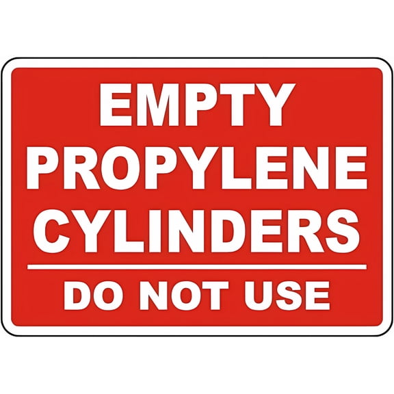 Empty Propylene Cylinders Sign - 8"x12" Chemical Safety Metal Tin Sign for Home or Work, Propylene Storage, Industrial Area, Empty Cylinder Alert