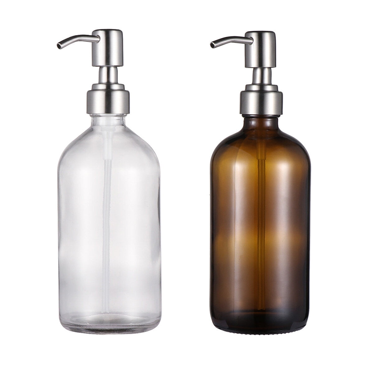 Empty Pump Bottle Refillable Glass Bottle Travel Dispenser for Shampoo