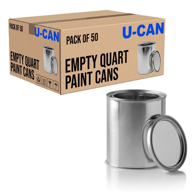 Empty Quart Paint Cans with lids (Pack of 50) Empty Metal Paint Cans