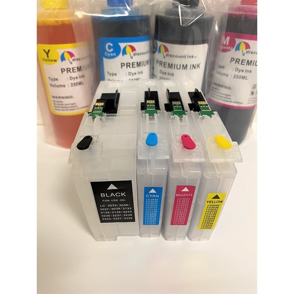 Empty Refillable Cartridges Plus Refill Ink Compatible Replacement for Brother LC3037 3037 LC3039 3039 MFC-J5845DW MFC-J5945DW MFC- J6545DW MFC-J6945DW Printer