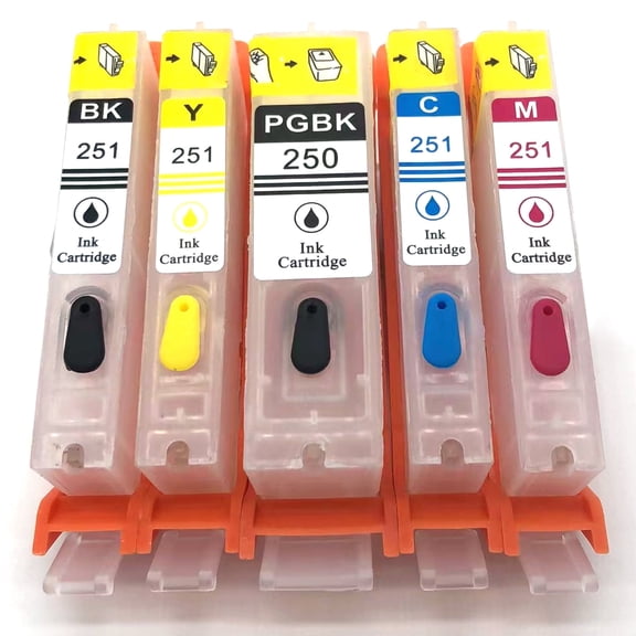 Empty Refillable Ink Cartridges Replacement for Canon PGI-250 CLI-251,Works with PIXMA MG5420 IP7220 MX722 MX922 MG5520 MG6420 MG5620 MG6620 MG5522 iX6820 Printer
