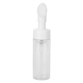 Empty Refillable Mousse Foaming Bottle with Silicone Massage Brush Pump Head Clear Travel Liquid Cleanser Container Dispenser, 5.07 fl oz / 150 ml
