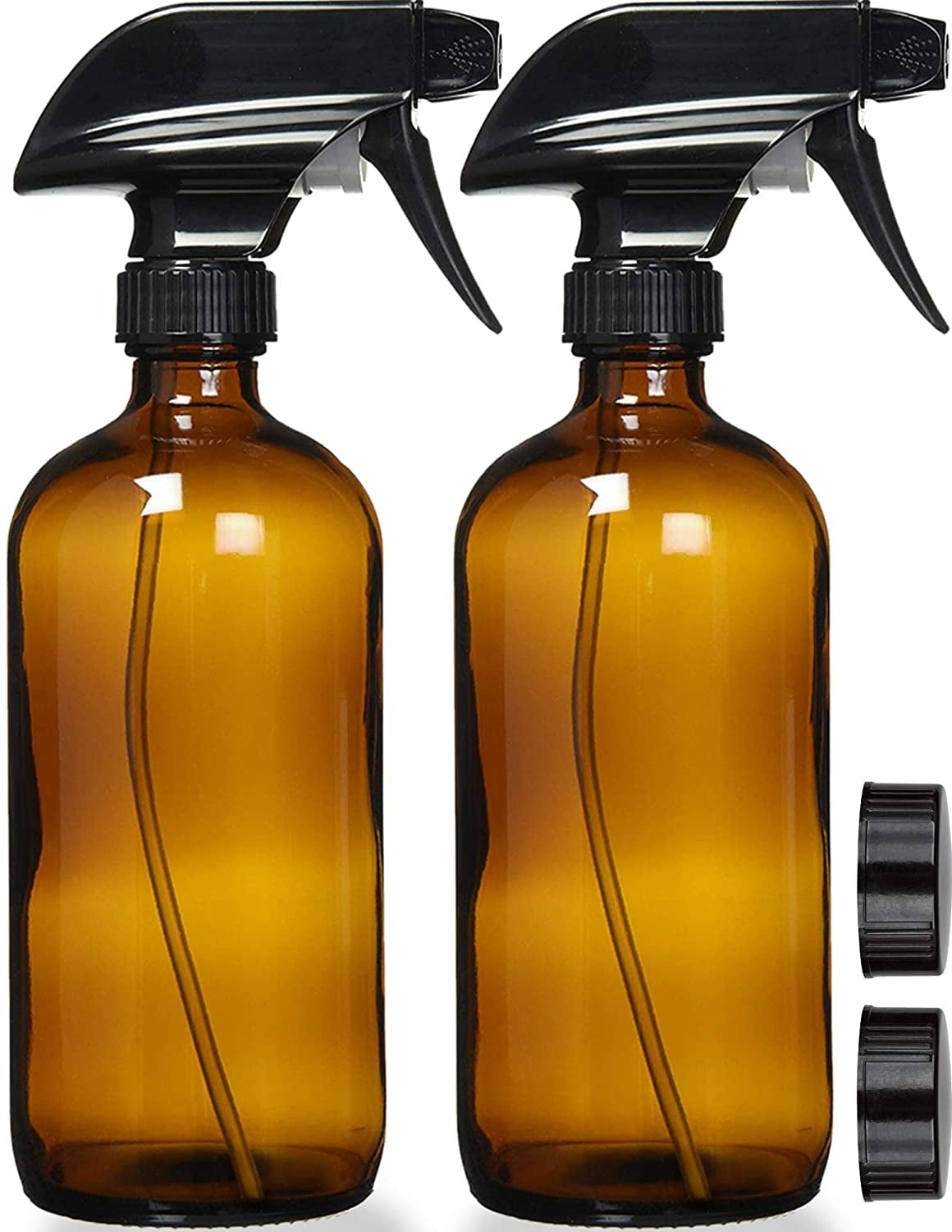 Nylea Amber Glass Spray Bottles for Essential Oils Strong Trigger Sprayer  with Fine Mist, 2 Pack, 16 Ounce 