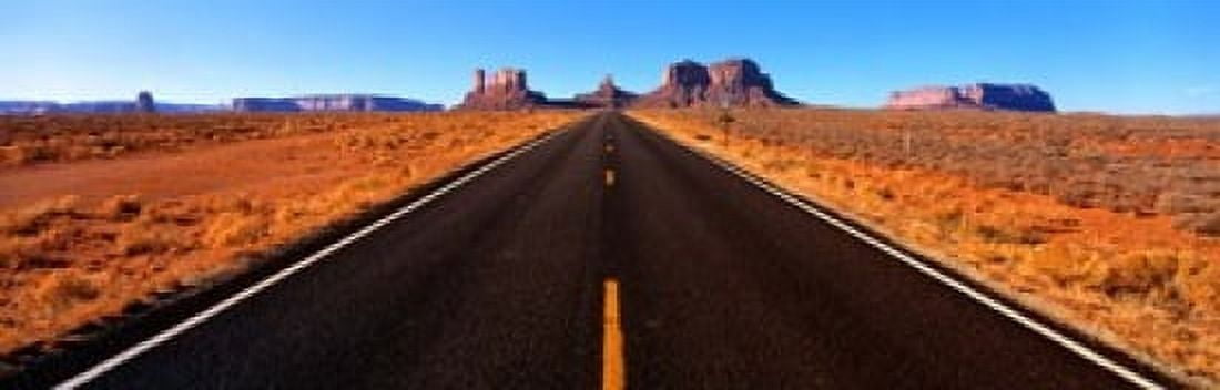 Empty Road Clouds Blue Sky Monument Valley Utah USA Canvas Art - Panoramic Images (18 x 6)