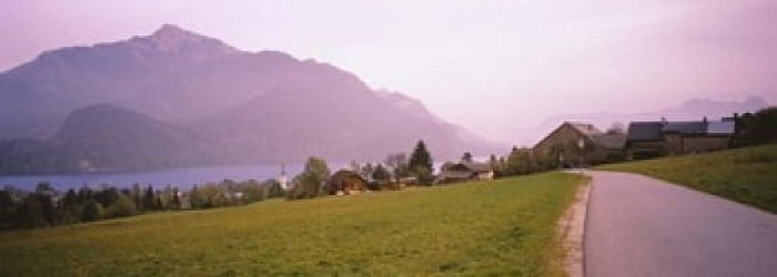 Empty Road Running Through A Town Wolfgangsee Austria Canvas Art - Panoramic Images (18 x 7)