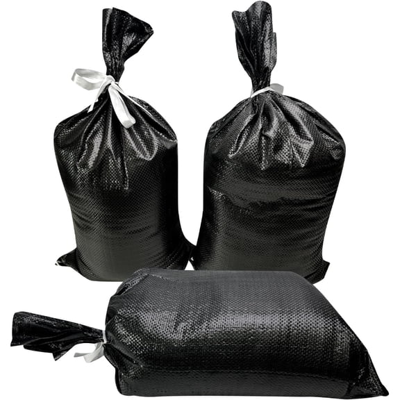 Empty Sandbags for Hurricane Flooding - UV Protected, Military Grade, 14" x 26" with Ties, Holds 50 lbs for Flood Protection Pack of 10 Bags