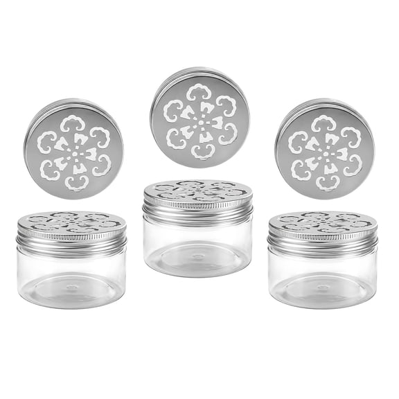 Empty Scent Beads Jar Set, Clear Round Small Storage Container With Hollow Aluminum Lid for Air Freshener Perfumes Aromas Diffuser