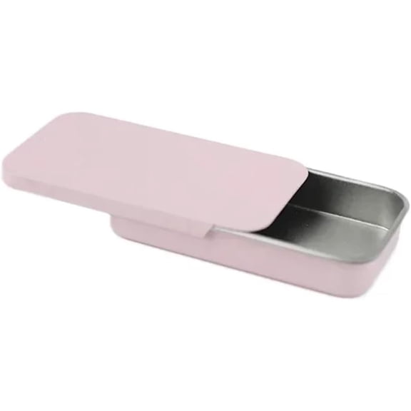 Empty Slide Top Tin Container,Mini Portable Metal Tinplate Candy Storage Box,Heavy-Duty Rectangular Containers Organizer for Jewelry,Crafts,DIY Candles,Party Favors,1.34x2.36 inch (Pink)