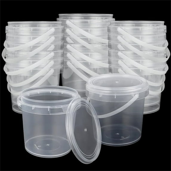 Empty Slime Buckets,Sealed Liquid Containers,Plastic Clear Slime Containers with Lids,Small Toy Storage Case with Handles,Thickened Storage Bucket,for DIY Craft,Pigment,Small Tools 12PCS