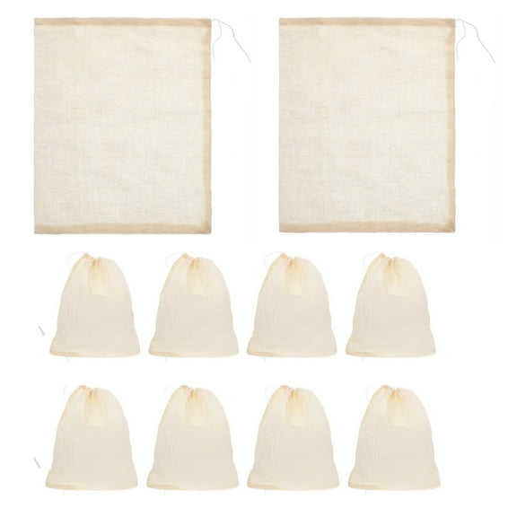 Food-grade Cloth Bags,Reusable Cooking Straining Bags for Coffe,Soup Stock,Spices and Herbs,Brewing,Multipurpose Fine Mesh Filter Soup Mesh Bags for Making Nut Milk,BPA-free,5.1''X6.3''(10pc)