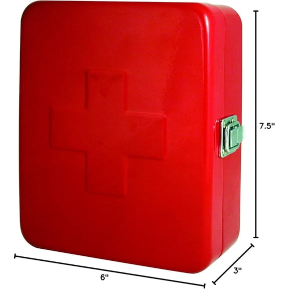 Empty Steel First Aid Kit Case – Red
