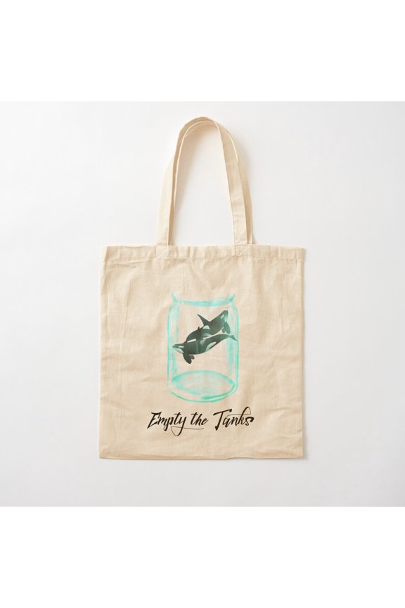 Empty The Tanks Killer Whale Free The Orcas Canvas Tote Bags, Reusable Shopping Bag