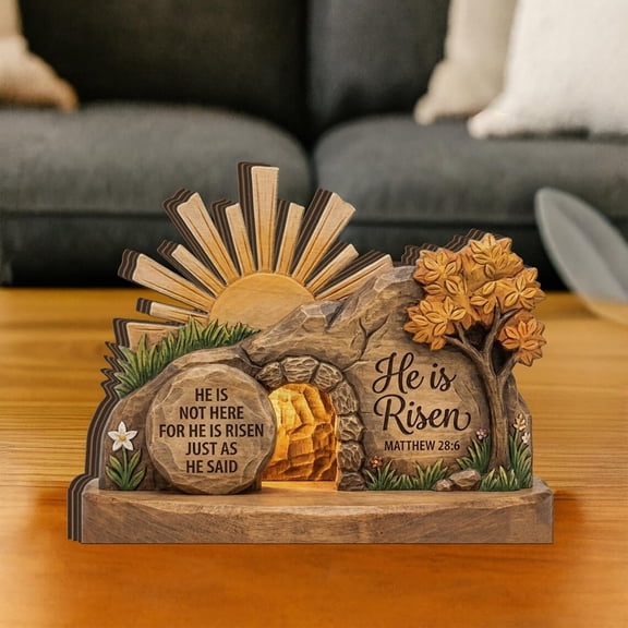 Empty Tomb Easter Decor, He Is Risen Wooden Scene, Jesus Resurrection Centerpiece, Spring Christian Home Decoration, Religious Gift