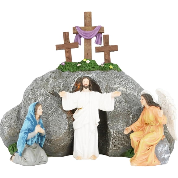 Empty Tomb Easter Scene 10" x12" With LED He Is Risen ! Tabletop Religious Figurines La Tumba Vacia