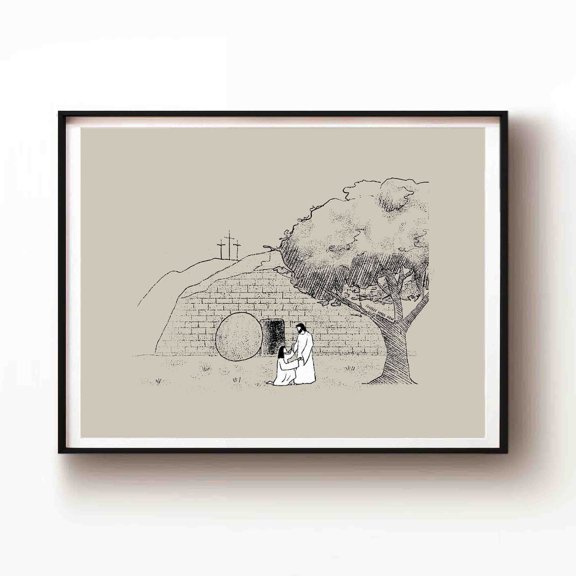 Empty Tomb He Is Risen Poster, Stretched Canvas 8x10in