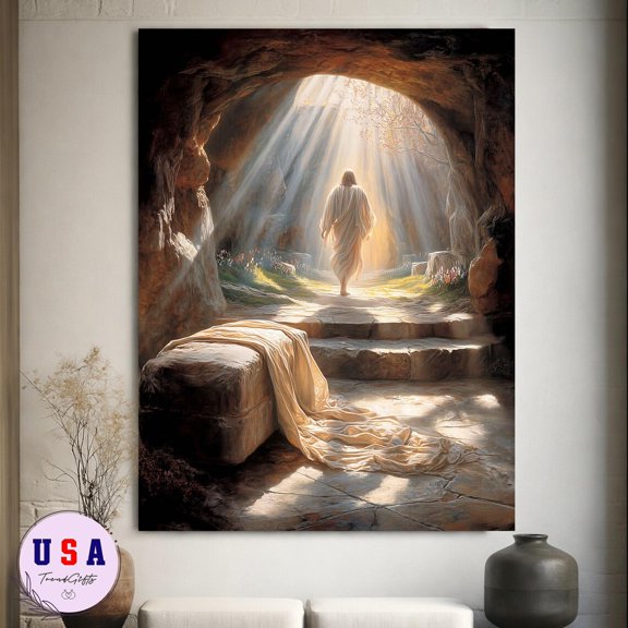 Empty Tomb Resurrection Wall Art, Jesus Rising, Christian Faith Decor