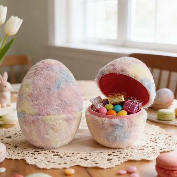 Empty Velvet Easter Eggs, Large Decorative Eggs, Holiday Display Shells with Soft Texture, Spring Festival Decor for Basket Filling (Easter Decorations), Party Hunt Props for Home Events
