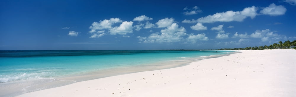 Empty White Sand Tropical Beach Canvas Art - Ian Cumming Design Pics (44 x 14)