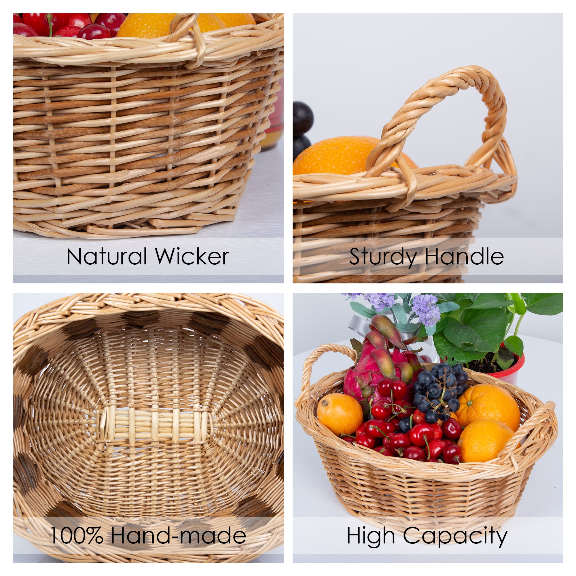 Empty Wicker Basket Gift to Fill Chocolate, Nuts, Bread, Fruits for