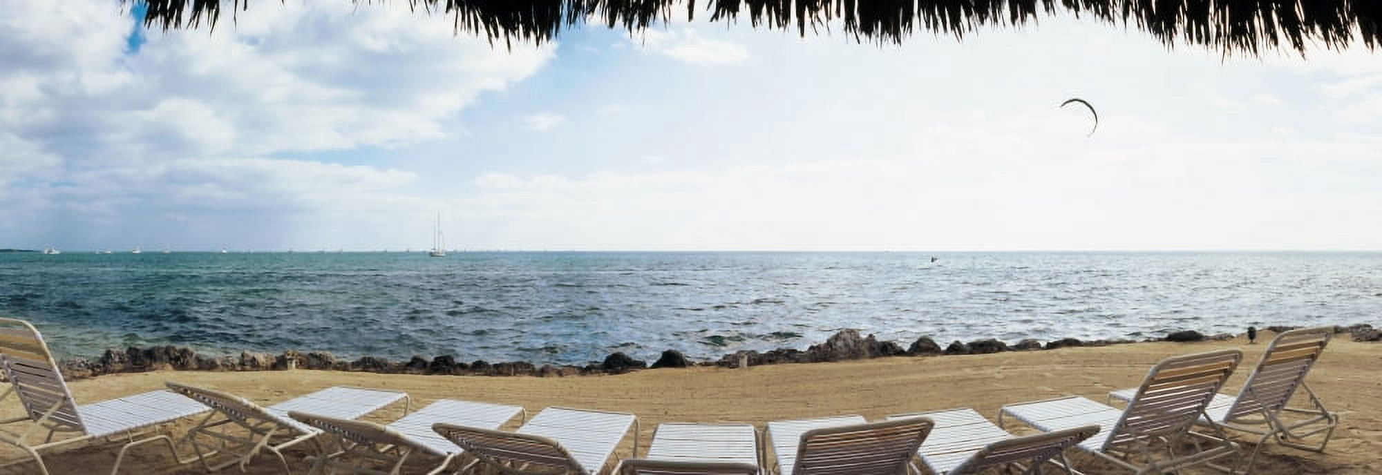 Empty beach chairs on the beach Key Largo Florida Keys Florida USA Canvas Art - Panoramic Images (13 x 36)