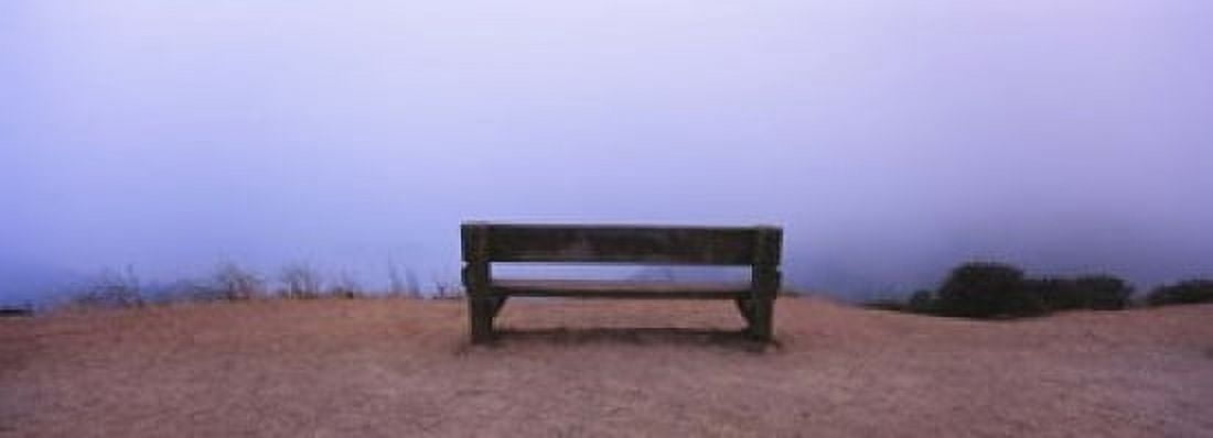 Empty bench in a parking lot California USA Canvas Art - Panoramic Images (18 x 7)