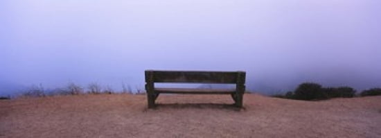 Empty bench in a parking lot California USA Canvas Art - Panoramic Images (36 x 13)