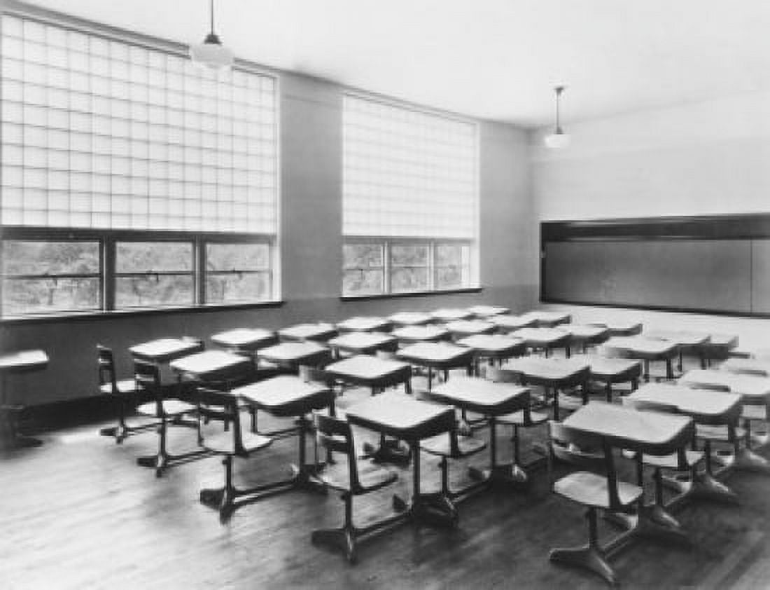 Empty chairs in a classroom Canvas Art - (18 x 24)