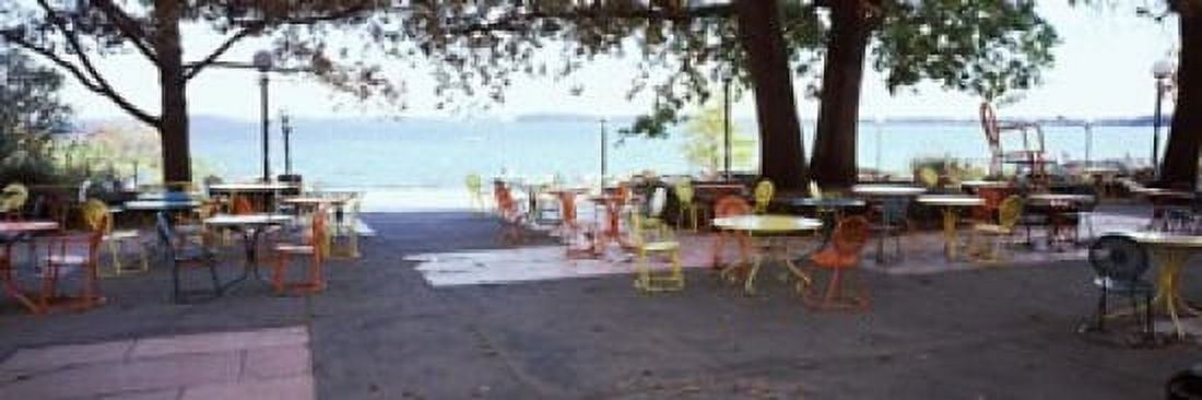 Empty chairs with tables in a campus University of Wisconsin Madison Dane County Wisconsin USA Canvas Art - Panoramic Images (18 x 6)